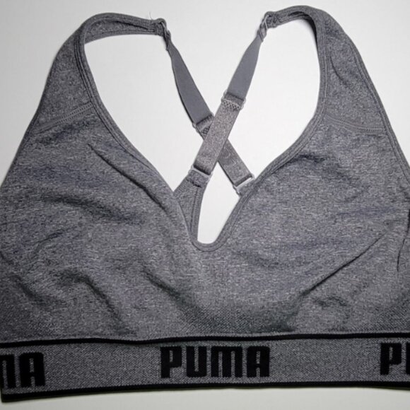 Puma Womens Gray Athletic Exercise Sports Bra Size Medium - Picture 1 of 9